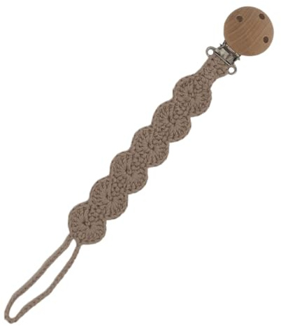 Handgemachte Schnullerkette Muschelchen in Naturbraun