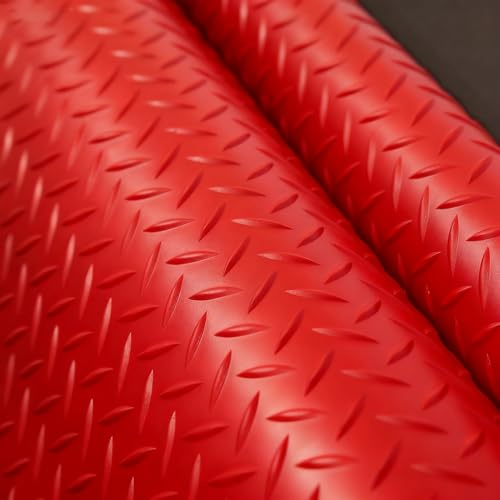 Tapis de Garage Rouleaux de Revêtement de Sol en Caoutchouc Utilitaire, Revêtement de Caisse de Camion Toutes Saisons et Revêtement de Sol de Garage en Caoutchouc(Red,0.6x1m(1.7 x 3.3ft))