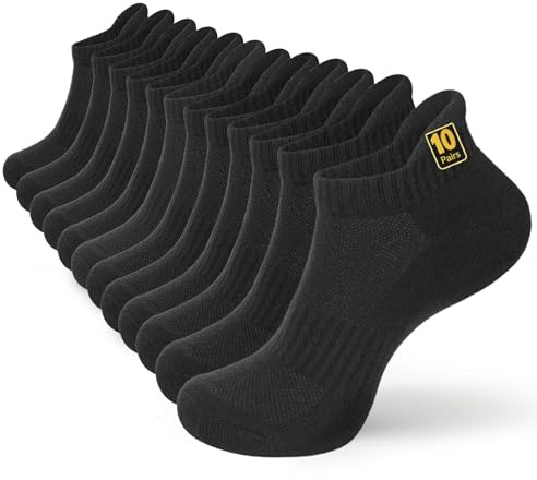 Wamicu 10 Pares Calcetines Tobilleros Hombre Deporte Corto de Algodón | Transpirable para Verano, Running, Trabajo, Casa
