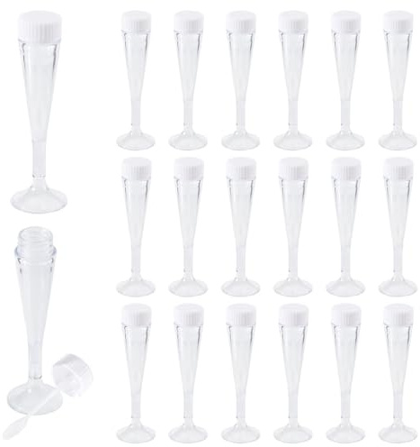CONCHLERY 36 mini botellas vacías con forma de copa de vino con varitas de burbujas de relleno, botellas vacías para bodas, fiestas, bricolaje, decoración del día de San Valentín, 1.1 x 3.75 pulgadas