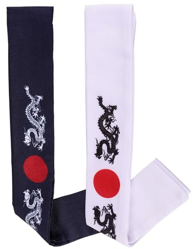 2 Pièces Bandeau de Karaté Japonerie en Coton pour Cosplay | Design Thème Japonerie Simple et Charmant, Respirant et Confortable, Usage Polyvalent pour Garçon et Filles et Hommes