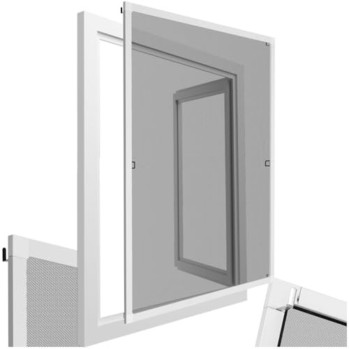 tectake® Zanzariera per Telai di Finestre, 120x140 cm, Telaio in Alluminio, Zanzariera Finestra Resistente ai Raggi UV e alle Intemperie, Trasparente alla Luce e Permeabile all’Aria - Bianco | Telaio Alluminio, Rete Fibra di Vetro Nera, Personalizzabile, Montaggio Rapido senza Viti né Attrezzi, Bianco