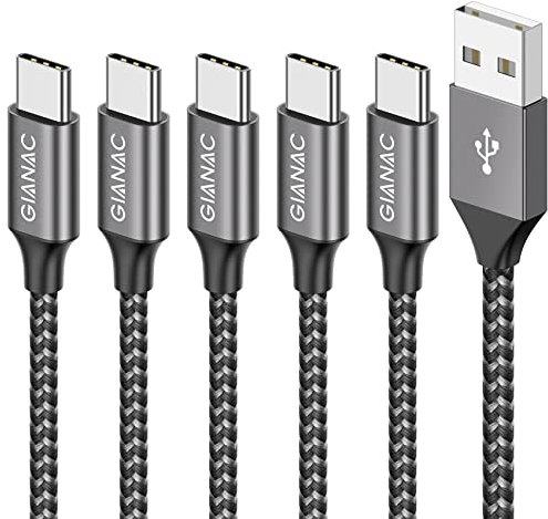 USB C Kabel [5 Stück 0.25M 0.5M 1M 2M 3M] Ladekabel Typ C und Datenkabel Fast Charge Sync Schnellladekabel für Samsung Galaxy S10 S9 S8 Plus Note 10 9 8 A3 A5 2017, HTC 10 U11