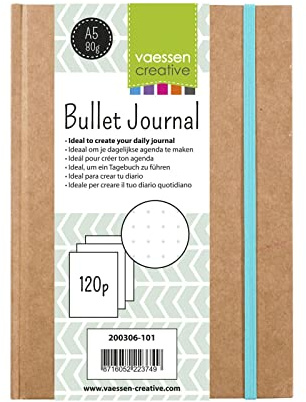 Vaessen Creative 200306-101 Bullet Journal, BuJo Notizbuch Planer mit 120 Gepunktete Seiten, punktierten Linien, Punktraster, Braun, A5