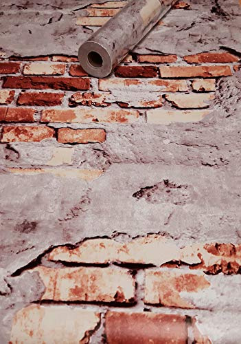 Visario Tapeten Folie 3000-S selbstklebend Farbe Ziegel Dekor hell 10 m x 45 cm Dekorfolie Möbelfolie Tapete 3042