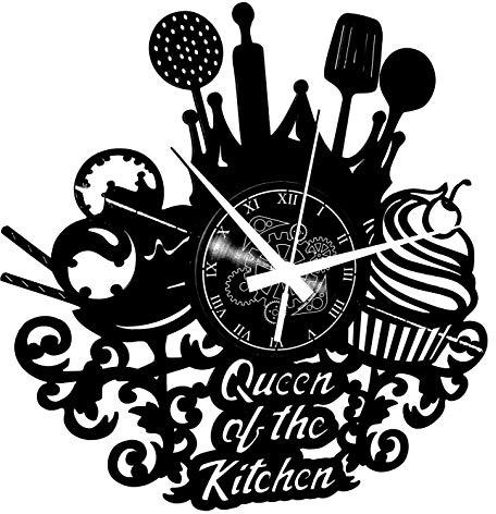 Instant Karma Clocks | Orologio da Parete Queen of the Kitchen | Design Creativo con Utensili da Cucina e Dolci | Idea Regalo per la Regina della Cucina