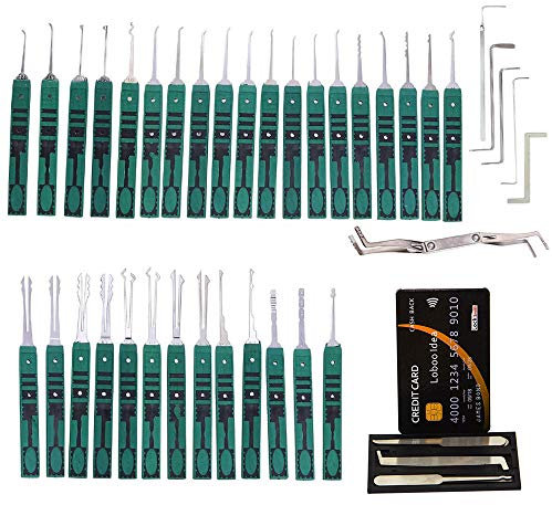 Loboo Idea Klom 32-teiliges Dietrich-Set und Loboo Idea 5-teiliges Dietrich-Set in Kreditkartenform, Dietrich-Set, Schlossöffner, Schlosserwerkzeug, Schlosserwerkzeug, Dietrich für Training