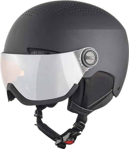 ALPINA ARBER Visor Q-LITE - hochwertiger & sicherer Skihelm für Erwachsene, mit waschbarem Innenfutter, mit kontrastverstärkendem Visier - Black matt - M (54-58 cm)