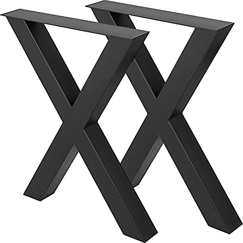 VEVOR Pieds de Table en Métal 2 PCS Pied de Table Basse et Tables à Manger Industriel de Charge Maximal 1000 kg de Jambes en Croix Forme de X pour Maison, Salle à Manger, Cafétéria, Bar, 720x790 mm