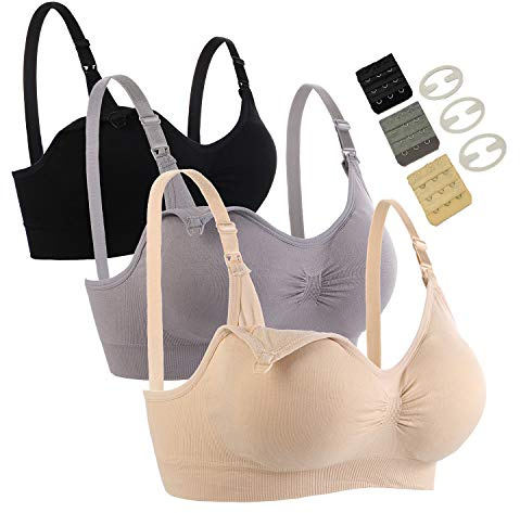 Seitop 3 Pack Schwangerschafts Still BH Nahtloser Still-BH mit zusätzlichen BH-Verlängerungen Stillen und Schlaf Ohne Bügel für Damen