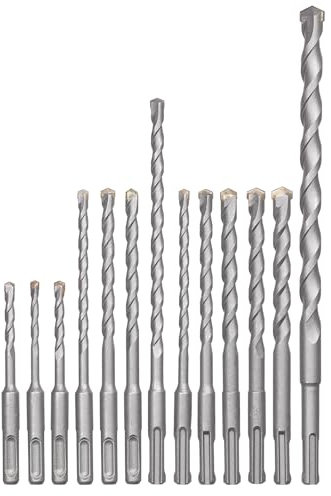 Einhell - Set di 12 punte per trapano (accessori per martello perforatore, adatto per martelli con attacco SDS Plus, con 12 punte per pietra in metallo, consegna in pratica valigetta