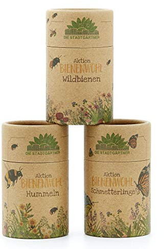 Die Stadtgärtner –Bienenwohl-Saatgut Set I Samen-Mischung für Hummeln, Wildbienen & Schmetterlinge I Ausreichend für je 30 m² I 100% ökologisch & mindestens 2 Jahre haltbar