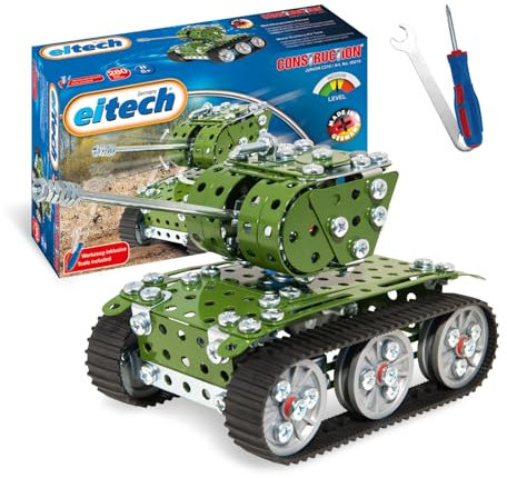 Eitech 00210 Metallbaukasten - Panzer grün, Spielzeug Panzer Modellbausatz für Jungen und Mädchen, Geschenk Kinder ab 8 Jahre, Motorikspielzeug, Modellbau