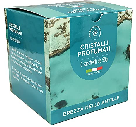 DL SERVICE Granuli Profumati per Aspirapolvere, Ambienti e Tessuti, Cristalli per ambiente - Scatola da 6 bustine da 50gr (Brezza delle Antille)