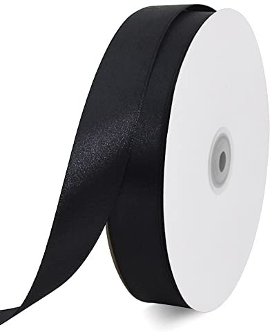 TONIFUL Satinband schwarz 25mm, 91 Meters Dekoration Geschenkband Fein Schleifenband, Stoffband für Hochzeit, Taufe und Geburtstag Geschenke Der Valentinstag Verpackung von Geschenken
