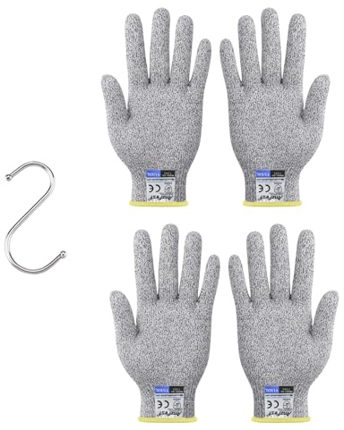 AmzFirst 2 Paar Schnittsichere Handschuhe,Küchen Handschuhe Lebensmittelkontaktqualität,Level 5 Schnittschutz,Arbeitshandschuhe,Gartenhandschuhe,Schnitzhandschuh für Holzschnitzen,Größe : 11/XXL