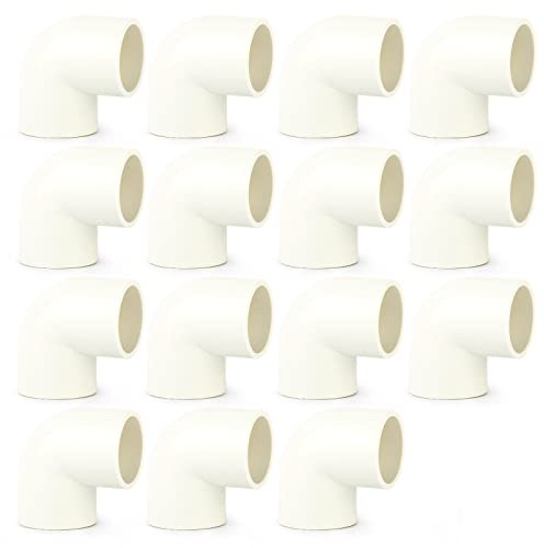 ERGAOBOY 15 Stück 20 mm Winkel PVC Weiß Rohrverbinder Fittings, Kupplung Wasserrohradapter