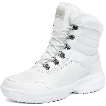 Dannto Stivali da Neve Donna Inverno Scarpe Outdoor Antiscivolo Pelliccia Invernali Stringate(beige,40)