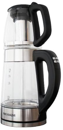 PARS KHAZAR Théière électrique automatique turque Samovar I Keep Warm Fonction 1,8 l et théière 1,2 l I éclairage LED bleu