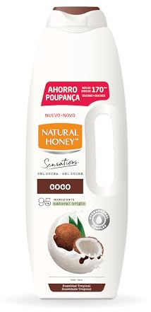 Natural Honey, Gel de Ducha con Extracto Natural de Coco Hidratante y Suavizante, con Hydradermal Complex para una Piel Suave, Fresca y Protegida, Aroma Tropical, Línea Sensations, 1350 ml