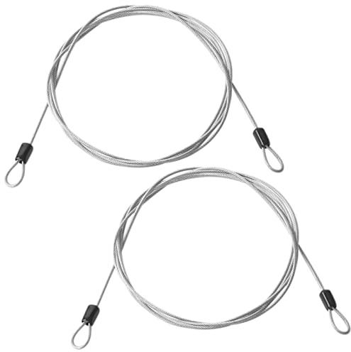 Jetisva Lot de 2 câbles d'antivol de vélo de 2 m à double boucle en acier flexible - Câble de sécurité portable - Câble métallique argenté pour scooter, voyage, vélo, valise