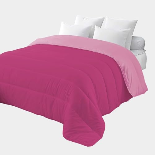 Corredocasa Piumone Letto Singolo Invernale, Made in Italy - Morbido Double Face, Trapunta Invernale da 350gr/mq Microfibra Manopesca Traspirante e Anallergica (Rosa Fuxia, Singolo)