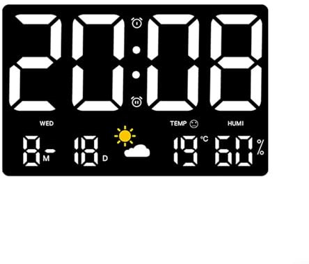 Zoegneer Schwarze ABS-Wetteruhr, Dual-Wecker und Kalenderfunktion, Wetterstation, Thermometer mit kabelloser Technologie, 24,8 x 15,8 x 3 cm (A: weißes Licht)