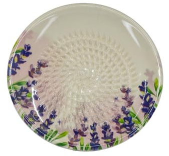 Kaladia Plato rallador de cerámica – ideal para jengibre, parmesano, etc. – con lavanda – Diámetro: 12 cm – Hecho a mano y pintado a mano – Fabricado en España