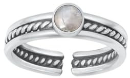 Zehenring aus 925 Sterling Silber als Fußschmuck oder Fingerring für Damen, Herren und Kinder, offener Midi Ring, verstellbar, Edelstein Mondstein