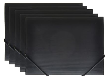 Gummizugmappe A5, durchscheinend, 100 % recycelbar, Quartilgröße, ideal für Rechnungen, Quittungen usw., robuster runder Gummizugverschluss, 51015 (5, Schwarz)