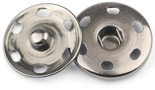 BOHUIMYI Sew-on Press Studs, 12 Sets, 25mm | 12 sew-on brass press fasteners, 25mm, gunmetal. Strong internal spring, rust-resistant. For jackets, jeans & DIY.