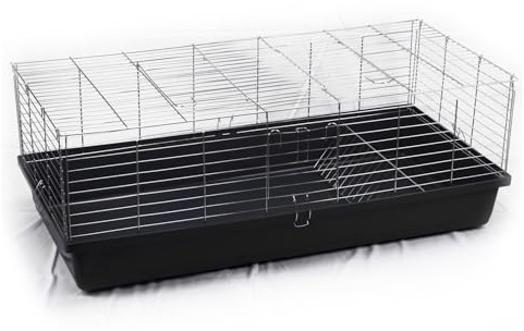 ZooPaul XXL Hasenkäfig 120cm Hasen Kleintieren Nagerkäfig Stall Meerschweinchen (schwarz)