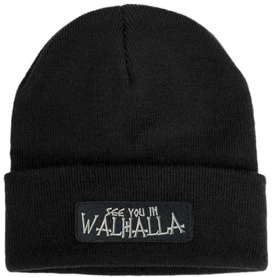 No Face No Name Mütze See You in Walhalla in schwarz I Odin Wotan Thor Wikinger Viking Asgard Biker I Beanie Strickmütze Wintermütze