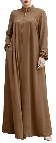 HOOUDO Muslim Dresses for Women UK Loose Fit Dubai Kaftan Turkey Full Cover Muslim Robes Islamic Wear Arabian Elegant Modest Dress Batwing Long Sleeve Plus Size