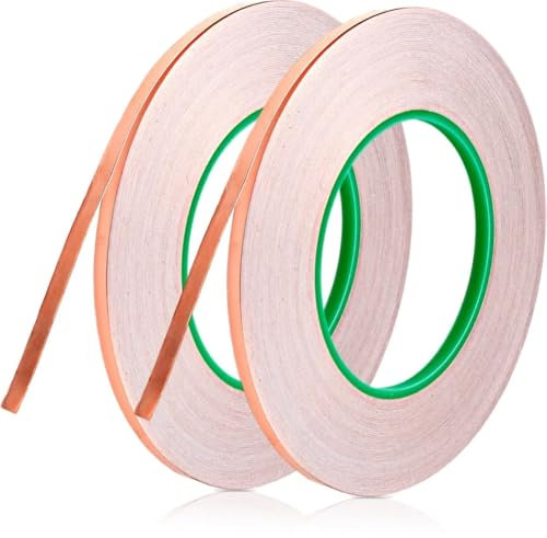 Okeeyseda 2 Pezzi di Nastro Schermante In Rame da 1/4 Pollici X 164 Piedi, Nastro In di Rame e Nastro Schermante In Rame per Adesivo Conduttivo In Nastro di Rame