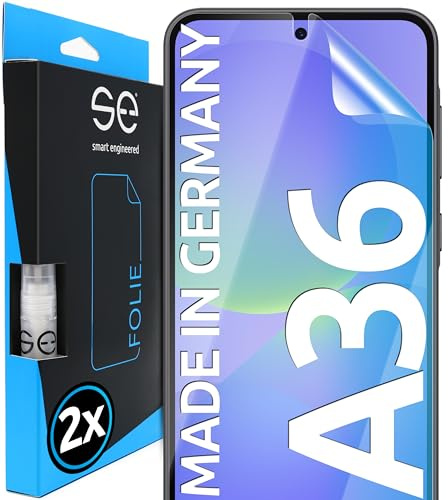 2x se® 3D SCHUTZFOLIE Transparent für Samsung Galaxy A36, Selbstheilend, 100% Fingerabdruck & FaceID kompatibel, einfache blasenfreie Installation, Ultra-Klar, Stoß-Kratzfest TPU, aus Deutschland