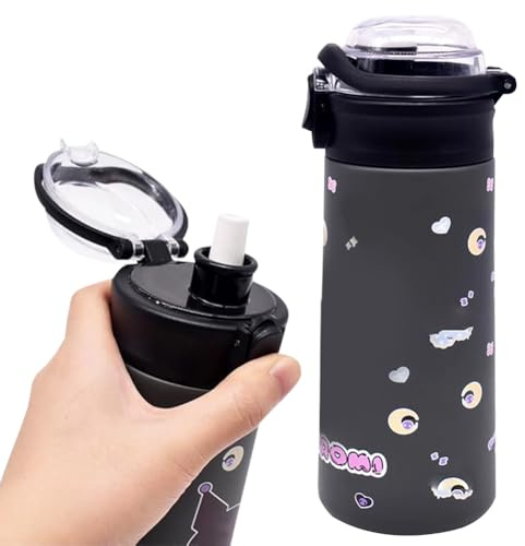 YCVBCY Borraccia Bambini acciaio inox con cannuccia 500ml Bambini Bottiglia d'Acqua Isolata in Acciaio Inossidabile Thermos del Fumetto Bottiglia Acqua riutilizzabile per La Scuola E Lo Sport-D