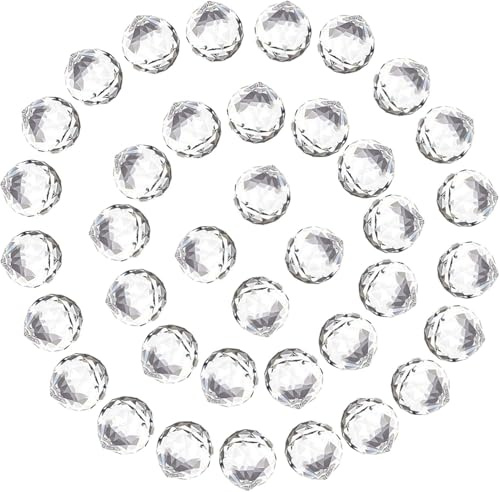 38Stück Kristalle zum Aufhängen, BetterJonny 20mm Kristallkugel Prisma Sonnenscheinfänger Regenbogen Anhänger Maker Kristalle Prismen Kristall Sonnenfänger DIY Sonnenfänger Kristall Fenster Deko