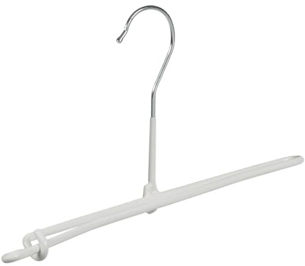 Kleiderbügel, Hosebügel, Hosenspange, 10er Set, Metall, Weiß, Anti-Rutsch Beschichtung, Hose, Nicht drehbarer Haken, 26 cm (7982_01/10)