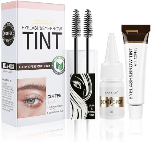 Augenbrauen Kit Augenbrauenfarbe, Farbe für Wimpern, Augenbrauen färben für einen natürlichen Look und ein langanhaltendes Ergebnis für 4-6 Wochen, 7ml, Kaffee/Dunkelbraun