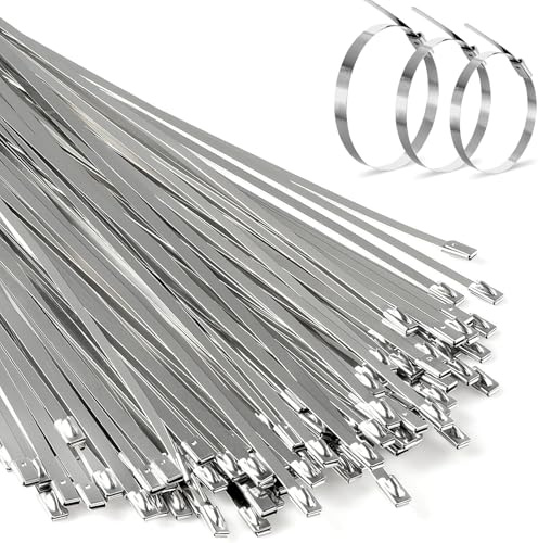 150 Stück Edelstahl Kabelbinder, 400mm×4,6mm (V2A), Metall Kabelbinder Stark, Hitzeschutzband Befestigung, Zaunbau, Kabelmanagement
