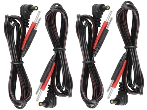 TENS EMS Ersatzkabel mit 2mm Pin Steckverbindern, Flexible Elektrodenkabel | Zubehör für Elektrotherapie Elektrostimulator Muskelstimulation (Schwarz)