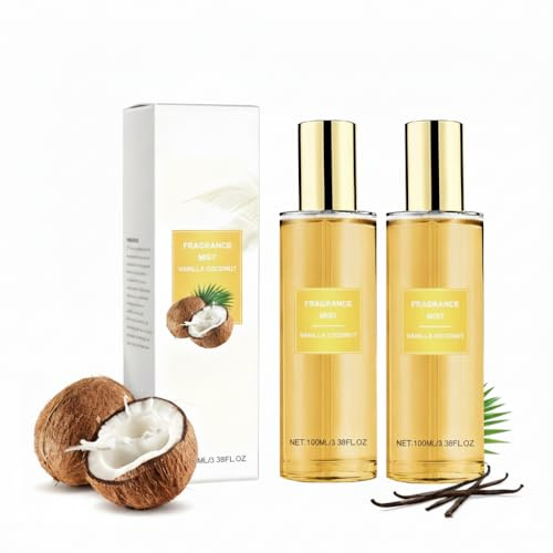 Aceite aromático de coco y vainilla, aerosoles corporales, niebla corporal, spray corporal con aroma a coco, niebla para el refresco diario, cálida vainilla, unisex, relaja tu mente, regalo perfumado
