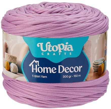 Utopia Crafts heminredning t-shirt garn för virkning och stickning 300 g (Lavender Lila, 300 g)