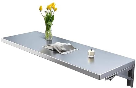 Tavolo pieghevole da parete, banco da lavoro salvaspazio per lavanderia e sala da pranzo, in acciaio inox, 70 x 25 cm
