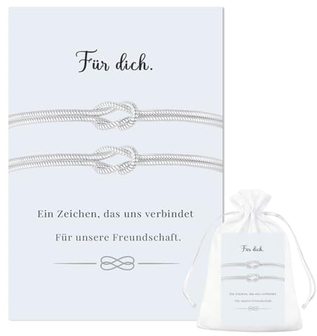 ELNIVOX Freundschaftsarmband 2 Stück 925 Silber Geschenk für Freundin | Mit Karte „Für dich“ und Organza Beutel, ideales Freundschaftsarmband Geschenk für Freundin, Frauen und besondere Momente.