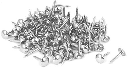 sourcing map Clou Tapissier 7mm x 14mm Rond Tête Ameublement Clou Argenté 100pcs