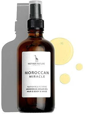 BIO Arganöl für Haare & Gesicht 100ml - Naturkosmetik Haaröl zur Haarpflege mit Argannüssen aus Marokko - Kaltgepresst & Vegan - Ideales Gesichtsöl bei trockener Haut von Mother Nature Cosmetics
