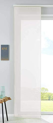 1er Set Schiebegardine Flächenvorhang Vorhang Gardine Voile HxB 245x60 cm Creme Komplett mit Paneelwagen Beschwerungsstange, 85589N