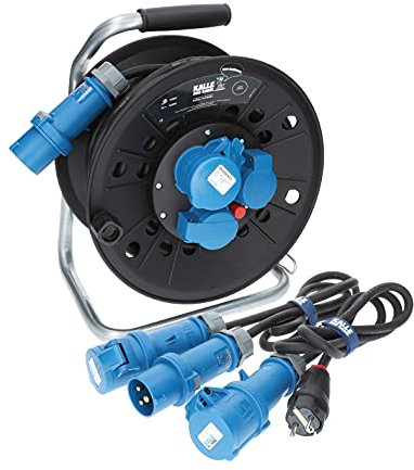 KALLE DAS KABEL CEE-Campingkabeltrommel Kabeltrommel KTG Campingkabel Wohnmobil-Kabel Caravantrommel H07RN-F 3G 2,5mm² 25 Meter im Set mit Adapter und Anschlussleitung 1,5 Meter